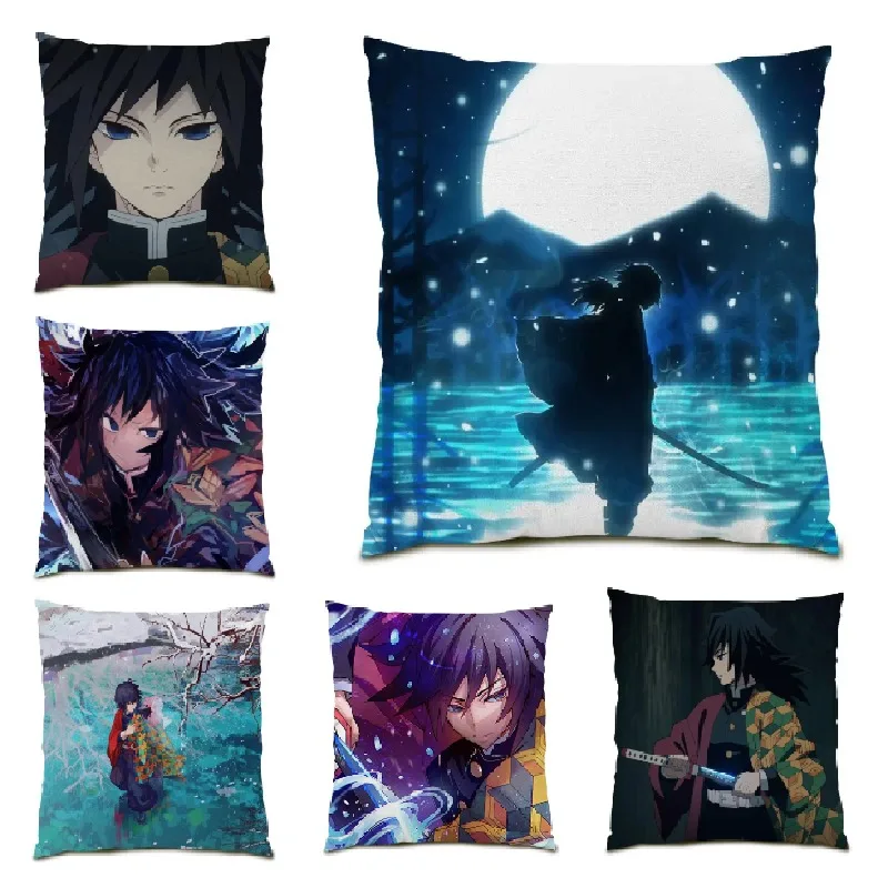 

Cushion Cover Tomioka Giyuu Anime Character Cartoon Pillow Cover Home Decor Living Room Bed Pillowcase Anime Demon Slayer B0101G
