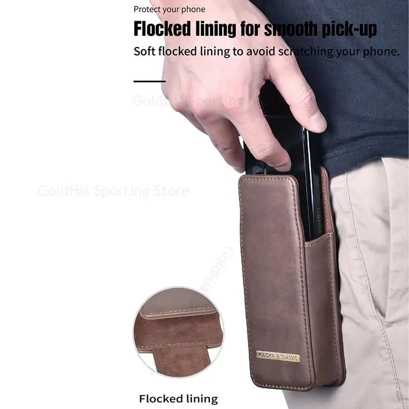 Funda For OnePlus V Fold 5G Leather Phone Pouch Flip Case For One Plus V Fold Belt Waist Bag Holster Cover For Oneplus V Fold 5G