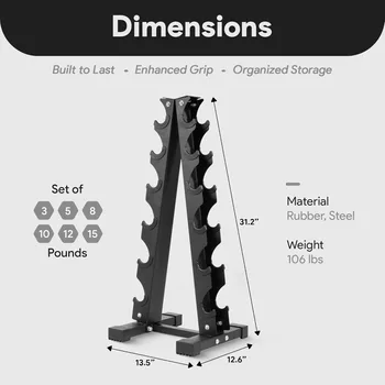 Dumbbell Set with Stand, Neoprene Coated Hand Weights Home Gym Equipment, Black 2