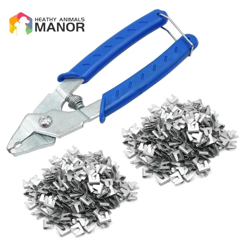 600 Pieces Wire Cage Buckle Clips and Pliers Wire Cage Fasten Clips