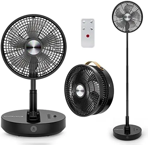 

10" Portable Oscillating Fan, Up to 32 Hours Battery Operated Fan with Remote, Foldaway Fan with Adjustable Height, 4 Speeds