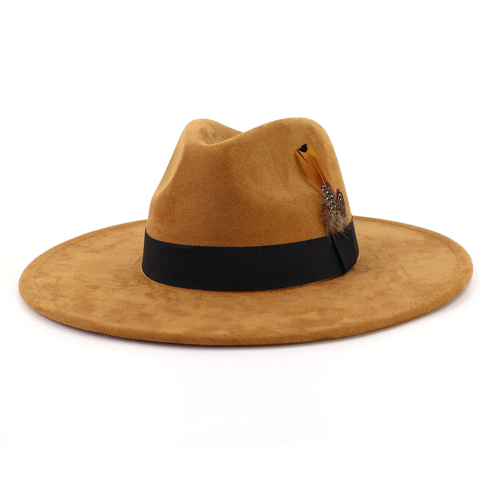 Cappello Feltro Uomo Classico In Feltro Tesa Larga, Regolabile