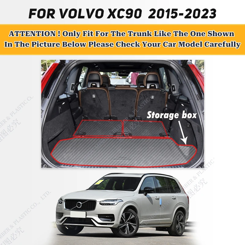 LUTEHIL Car Trunk Mat For VOLVO XC90（7 Seats）2015 2016 2017 2018 2019 2020 2021 2022 2023 Boot Carpet 3D Surrounding Design