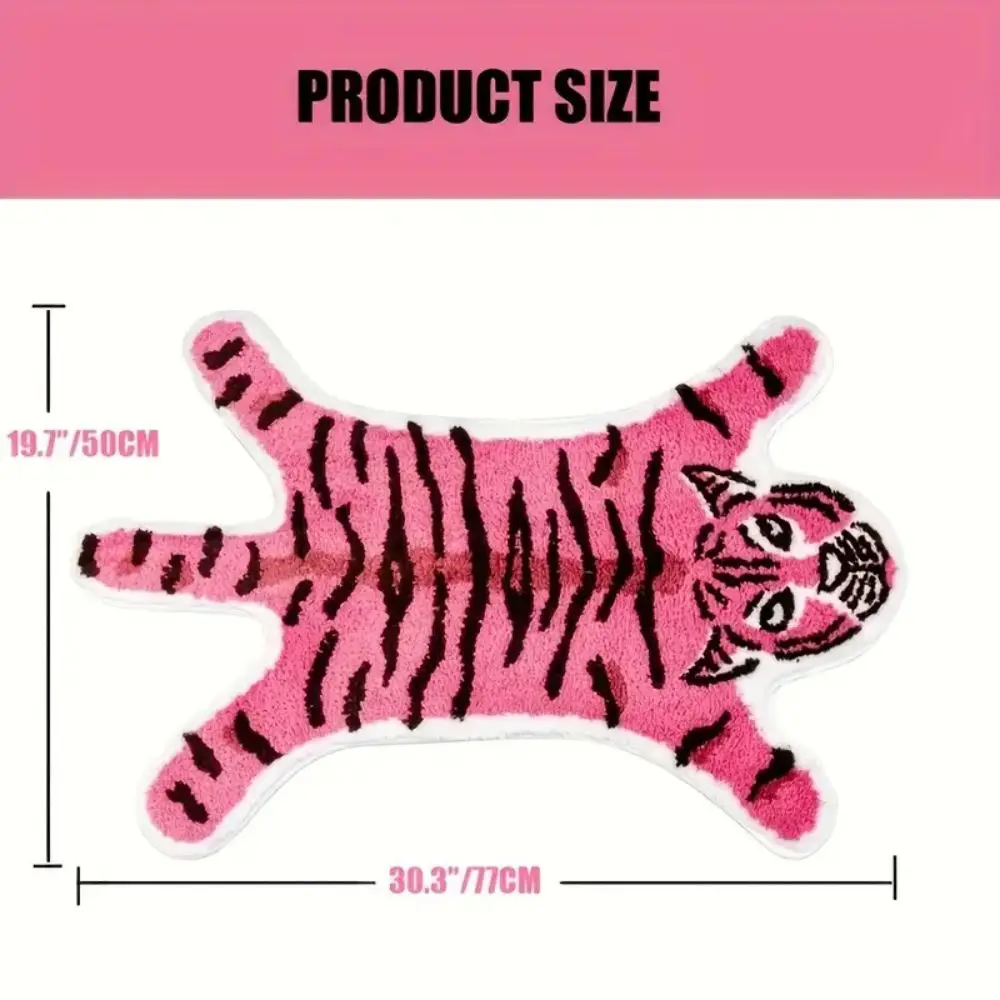 VIKAMA Pink Tiger Plüschteppich – lustige Badezimmer- und Wohnzimmerteppiche, saugfähige und rutschfeste Fußmatten, Heimdekoration – Detail 4