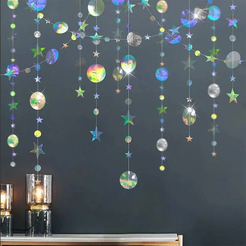 4M Silver Iridescent Paper Banner birthday banner party decorations For Frozen Party Birthday Adult Kids Boy Girl Gender Reveal Wedding