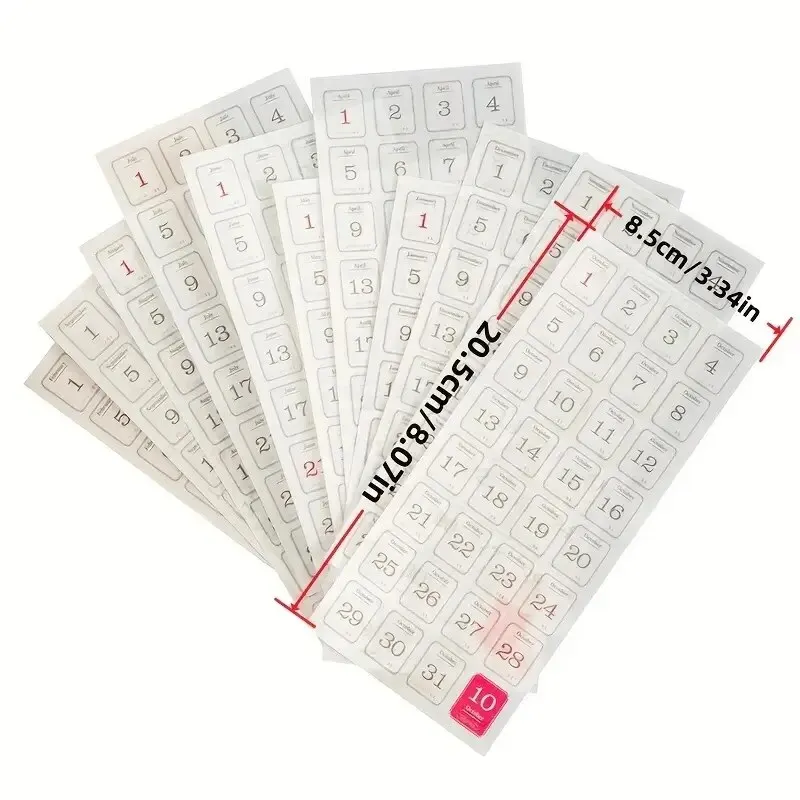 12 pz/pacco 365 Giorni Calendario Adesivi Decorativi Scrapbooking Fai Da Te Etichetta Diario di Cancelleria Album Ufficiale Planner Mese Numero Stic - immagine 2