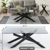 Rectangle Modern Coffee Table, Tempered Glass Top and Metal Tubular Leg, 47.3”Lx23.6”Wx18.1”H,  glass coffee table 5
