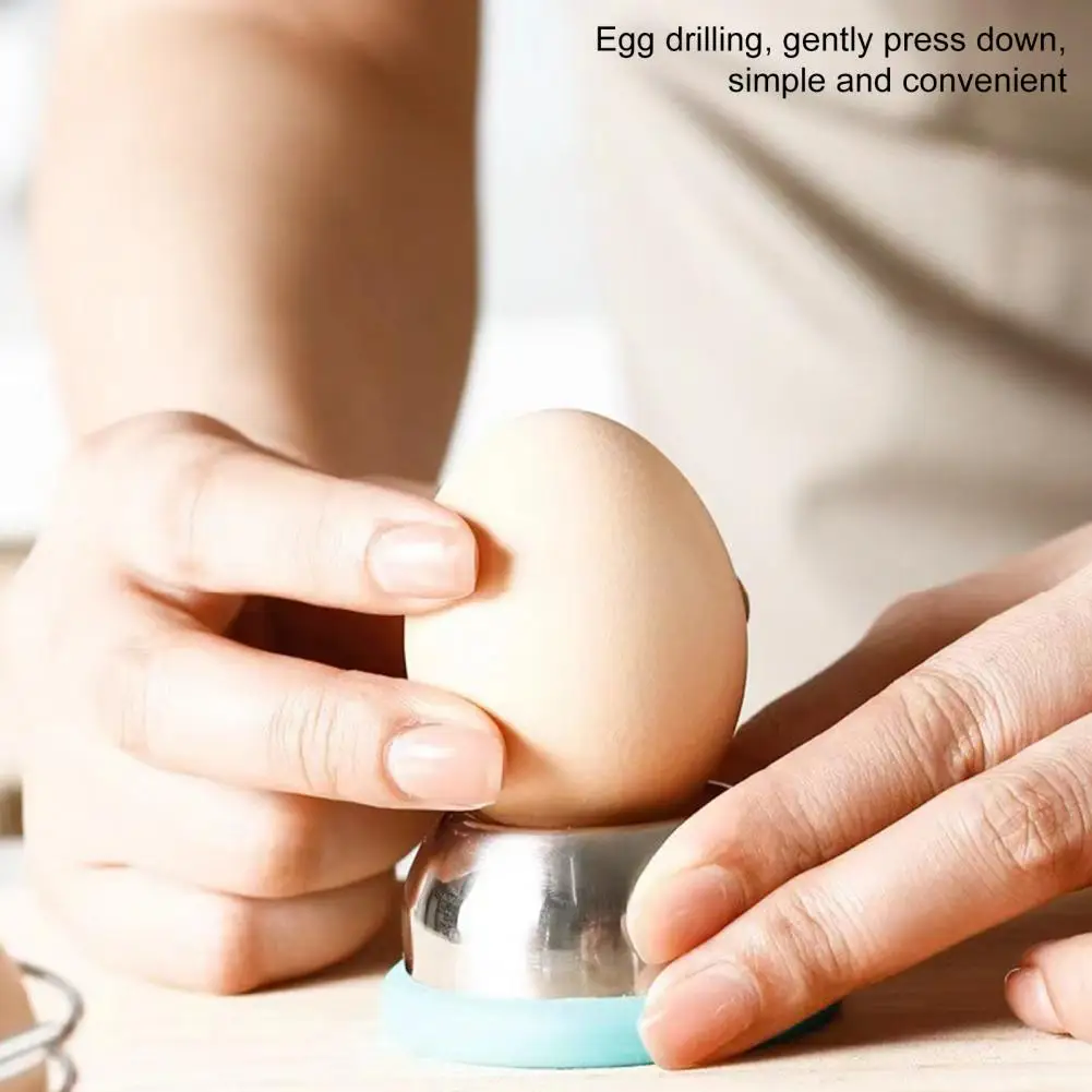 Egg Puncher Tool Stainless Steel Egg Puncher Piercer Set for Easily Peeling Boiled Eggs Portable Shell Remover for Perfectly