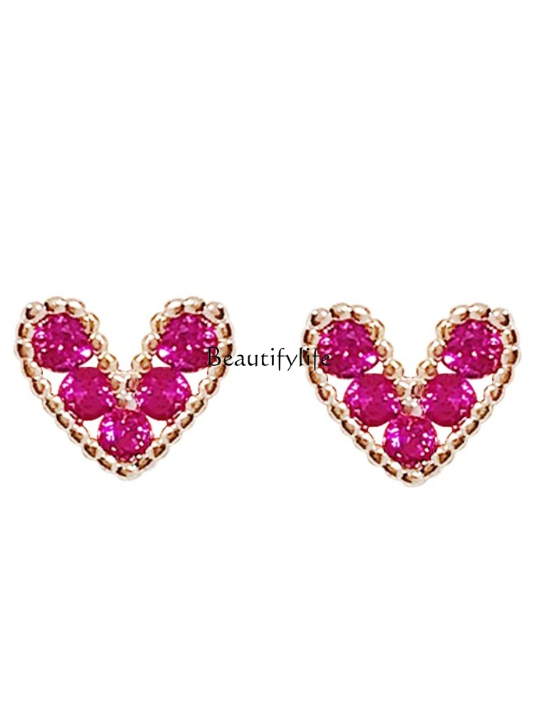 

Love Heart Stud Earrings 2023 New Trendy Simple Female Petite Earrings Sweet Peach Heart Delicate Earrings