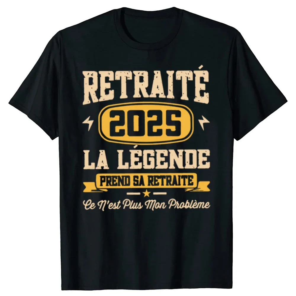 Retro Ruhestand 2025 T-Shirt Französischer Humor Ruhestand Papa Papa Geschenk Grafik T-Shirts EU-Größe 100 % Baumwolle Weich Unisex Kurzarm