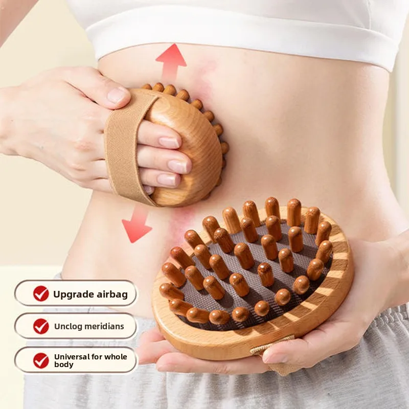 Spazzola anticellulite per il corpo olio essenziale lenitivo massaggio termale pettine per capelli massaggio addominale per gambe cuscino in legno spazzola meridiana