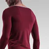 Mens Basic Underwear Long Johns Men Comfortable Cotton Slim Long Sleeve Top Large V-Neck Bottoming Shirt Solid Color Men T-Shirt 2