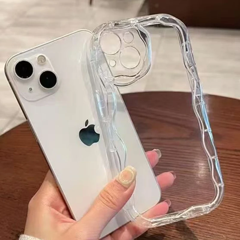 Luxury Clear Wavy TPU Phone Case Silicone Cover