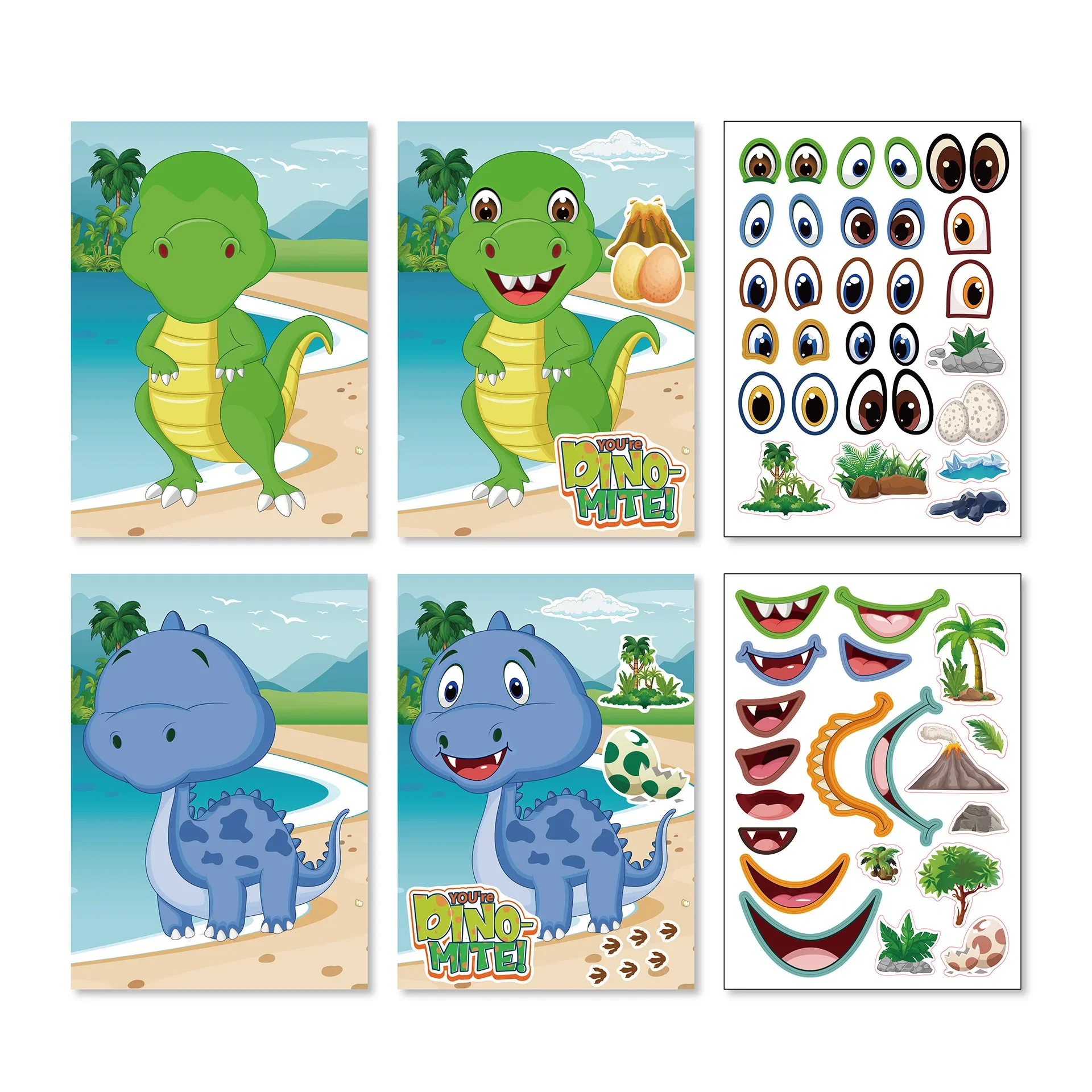 

Children DIY Puzzle Sticker Funny Dinosaur Make A Face Assemble Jigsaw Stickers Party Favor Kids Early Educational Toy Kids Gift