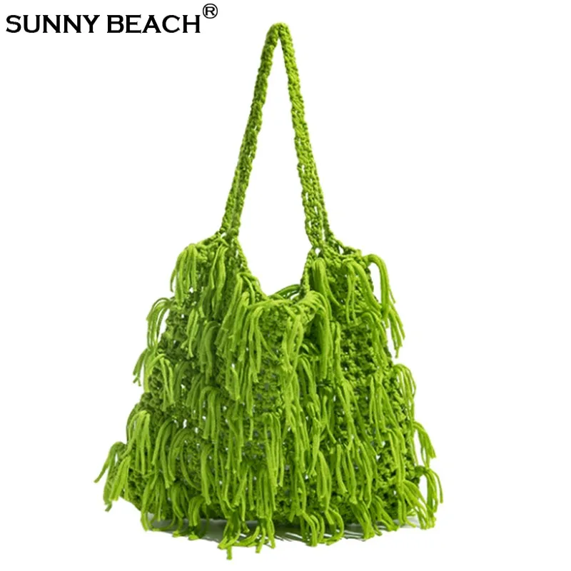 

Fashion Tassel Women Bag Tote Bag 2023 New Hand-woven Shoulder Bag Hollow-out Handbag Shoulder Bag
