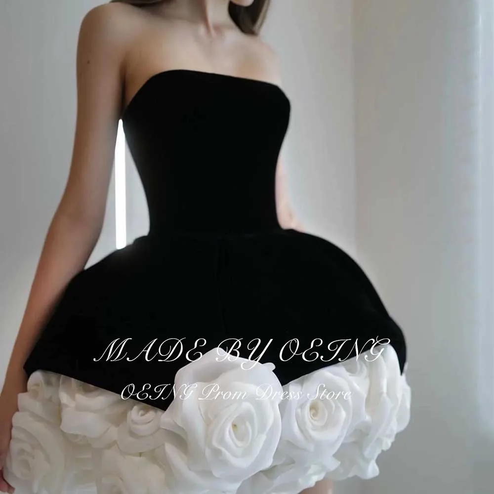 OEING White Gala Prom Dress Simple Strapless Flowers Elegant And Pretty Women's Dresses Special Occasion Gowns Vestidos De Festa