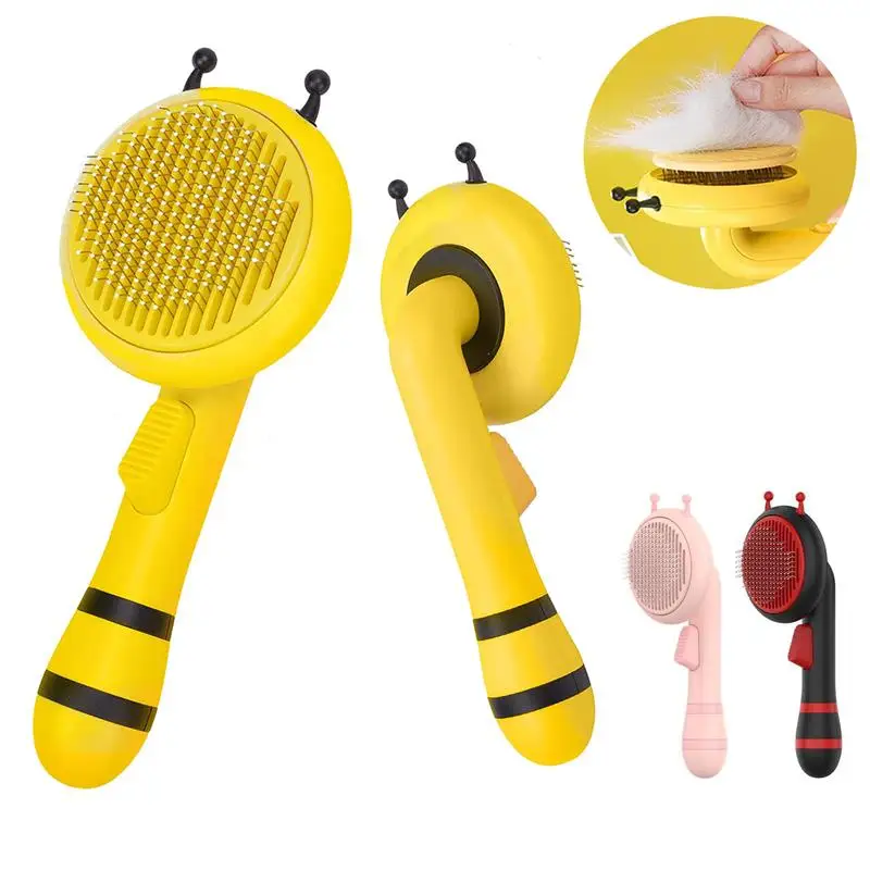 Bee Pet Cat Brush Massage Cat Comb Self Cleaning Pets Grooming Comb For