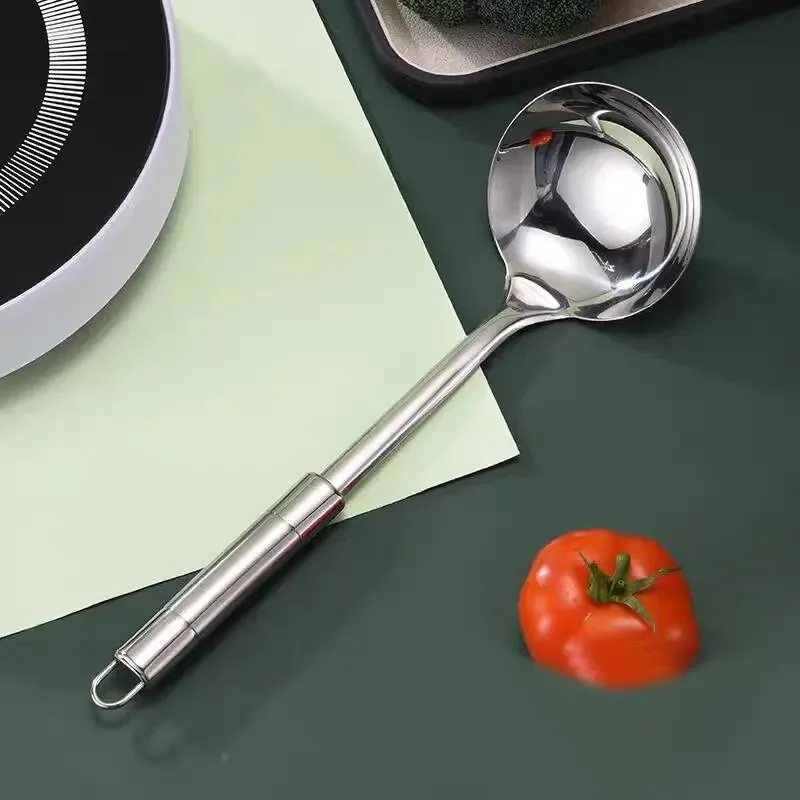 Household Kitchen Tools Stainless Steel Kitchen Cooking Spoons Pots Spoons Soup Making Utensils Hotel Supplies Outdoor Bar