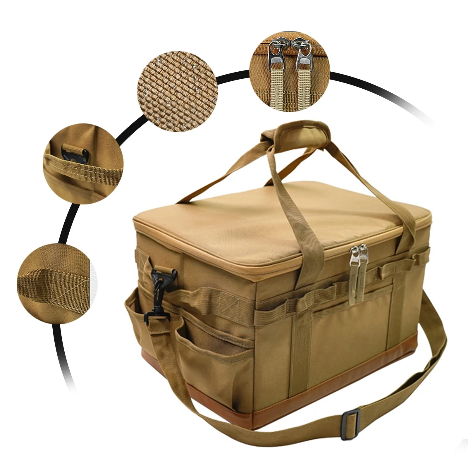 600D Camping Bag Large Capacity 30L 45L Black and Khaki Color Camping Storage Bag Portable Picnic BagOutdoor Accessories