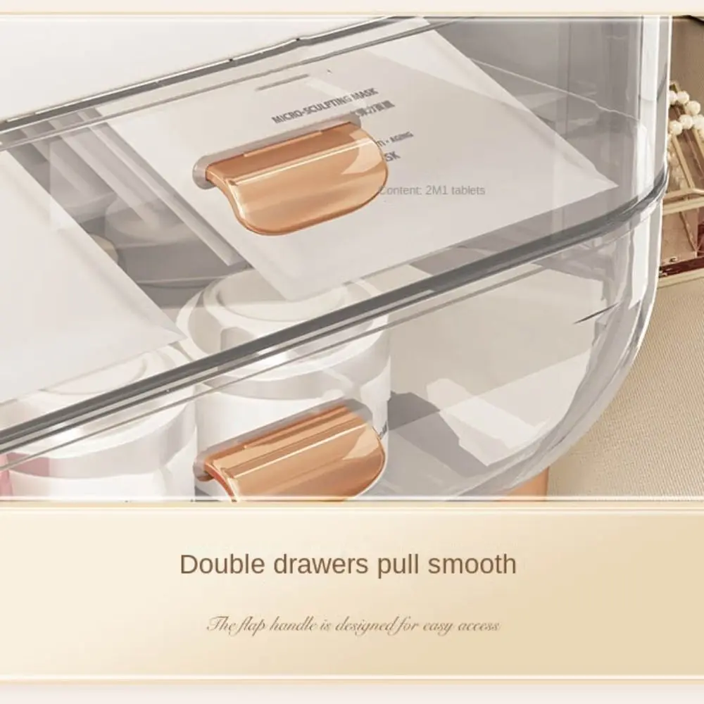 Layered Storage Cosmetic Storage Box Large Capacity Dustproof Makeup Organizer Transparent and Visible With handle 5