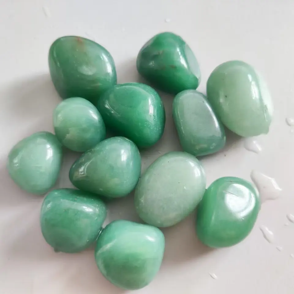 CRYSTALMIRACLE Set Di 25 Pietre Runiche In Quarzo Avventurina Verde - Cristalli Burattati Per Reiki, Meditazione E Chakra