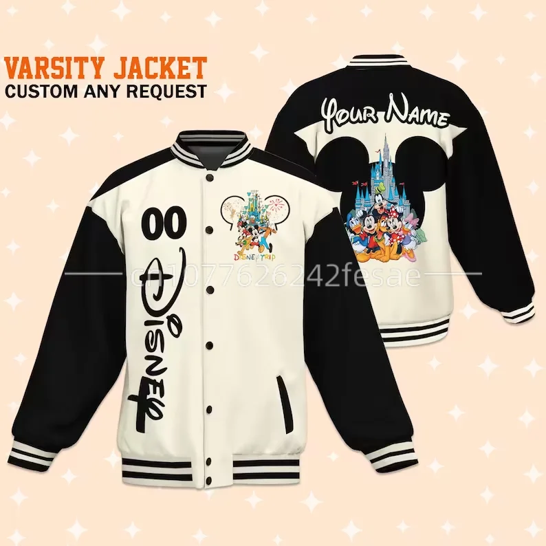 Disney Mickey Baseball Jackets 3D Printed Casual Fashion Street Men's and Women's Jackets Disney Name Baseball