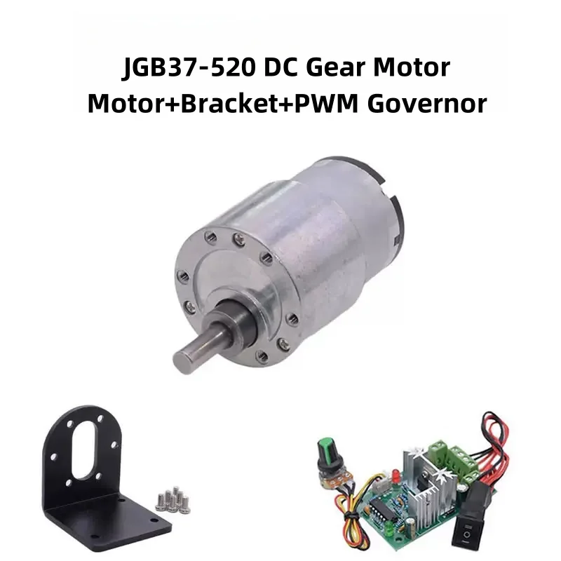 

D Shaft 6V12V24V JGB37-520 Micro DC Gear Reduction Gear Motor Adjustable Speed Forward Reverse CW/CCW DIY Model PWM Governor