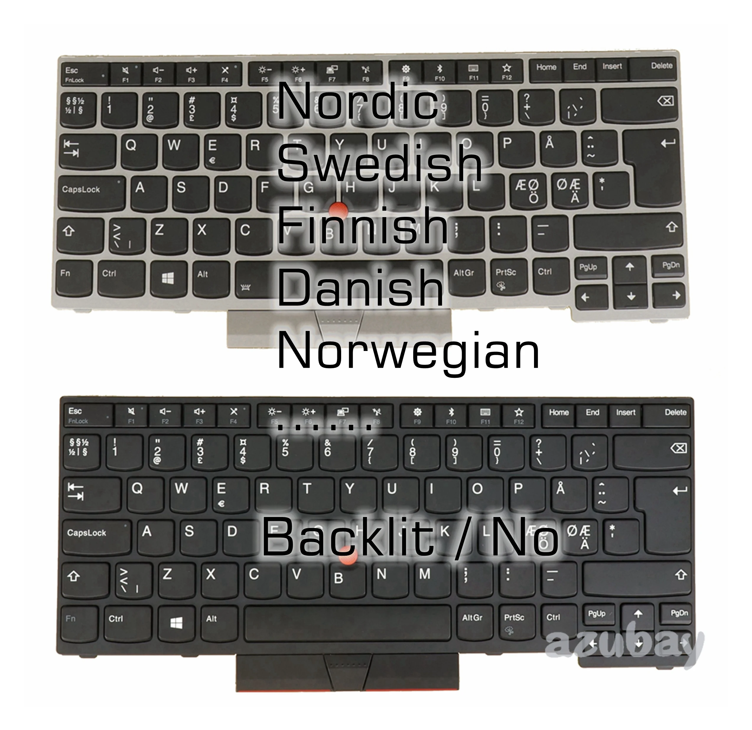 Teclado Dinamarquês Norueguês Finlandês Sueco Nórdico para Lenovo Thinkpad L380 Yoga L390 Yoga T480s T490 T495 P43s Retroiluminado Não