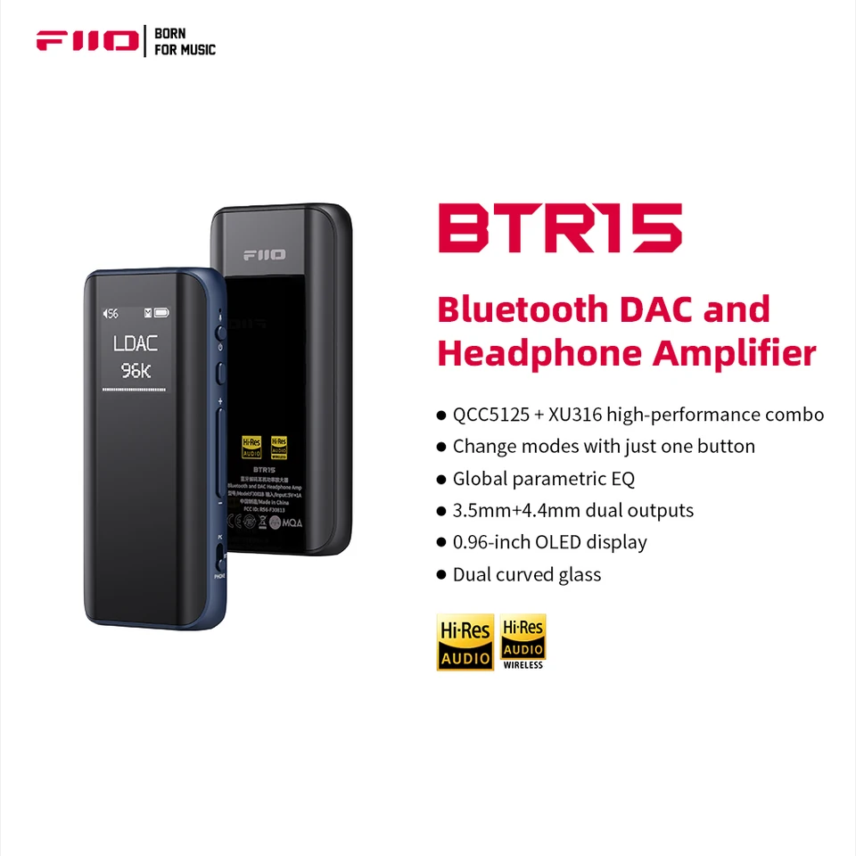 FiiO BTR15 Bluetooth 5.1 Headphone Amplifier DSD256 Receiver LDAC