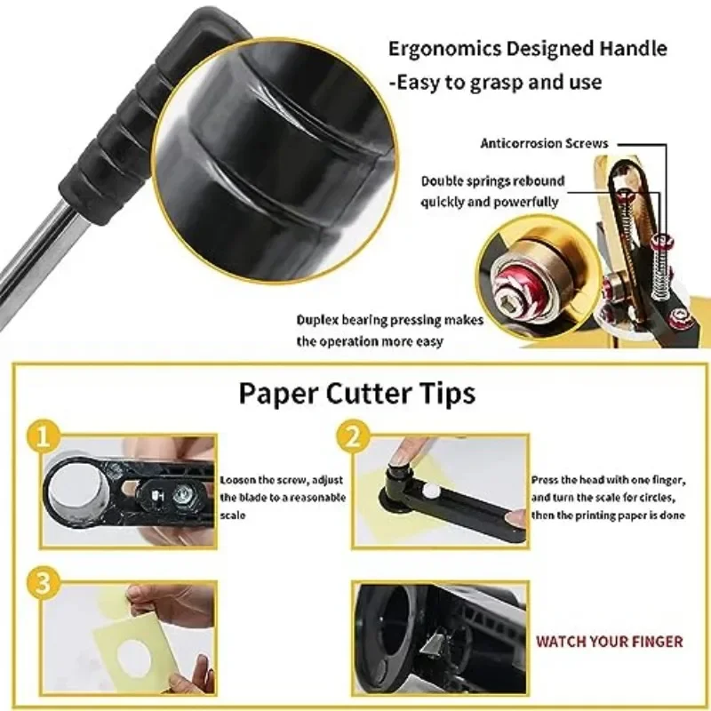 Button Maker Machine 25 to 75 mm Badge Punch Press Kit Button Making Supplies with 100pcs Parts & Machine Circle Cutter