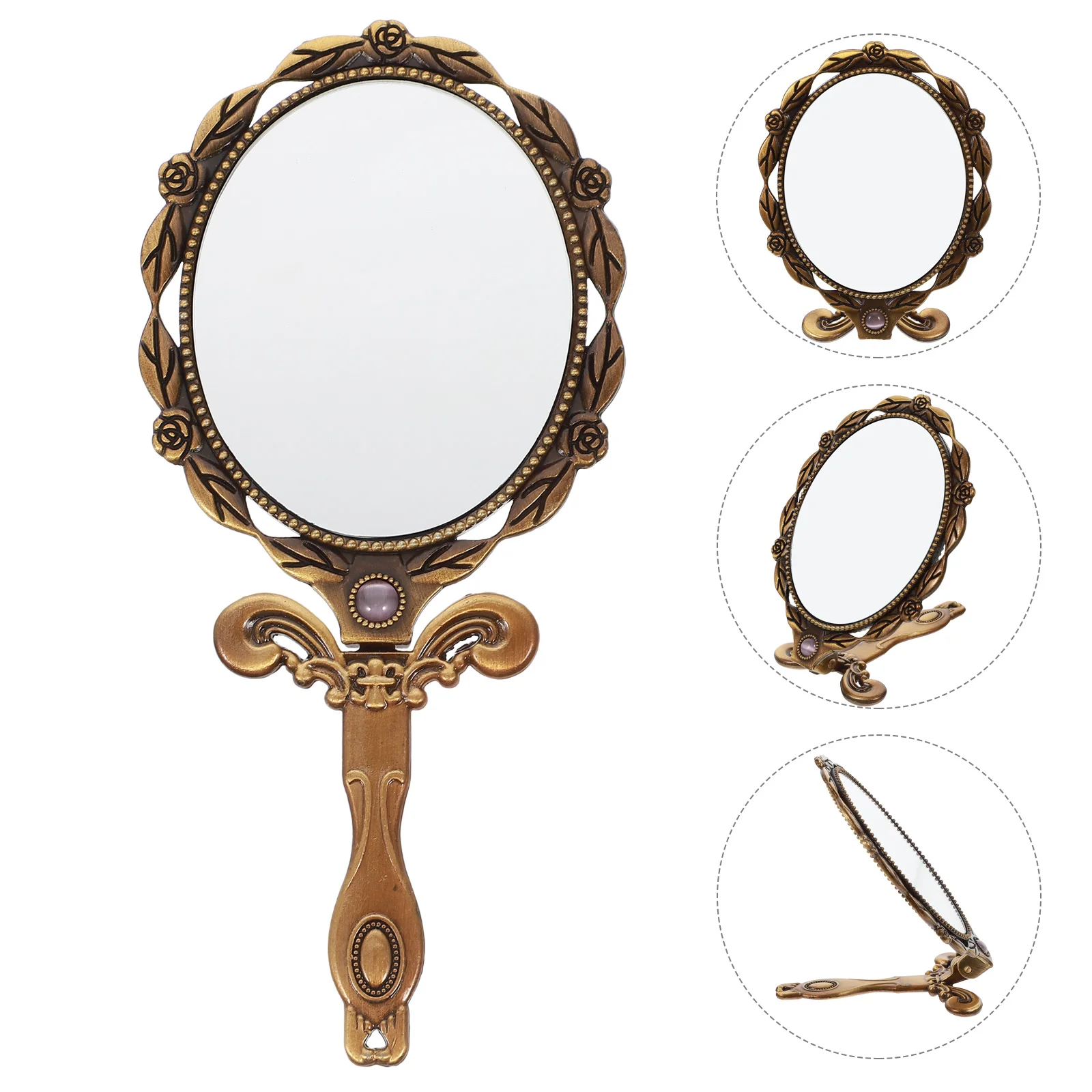 DIY Metal Foldable Mirror Women Make Up Use Mirror Mini Small Size Mirror Bronze Color