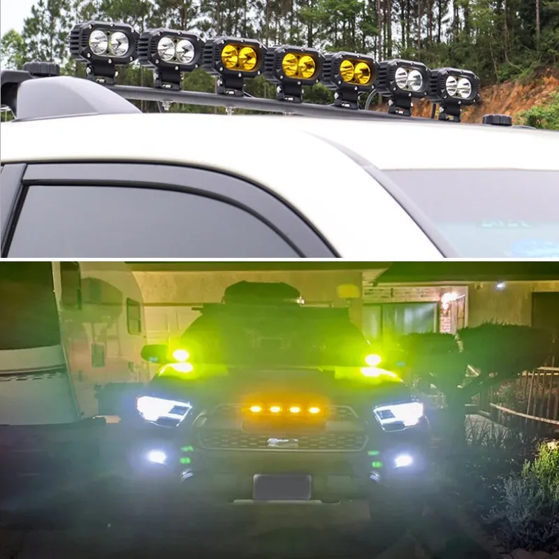Offroad Car 4x4 4wd SUV Truck 4" Amber Spot Bumper Roof Auxiliary LED Work Light Motorcycle Fog Lamp For Jeep ATV UTV Lorry Van LED Light