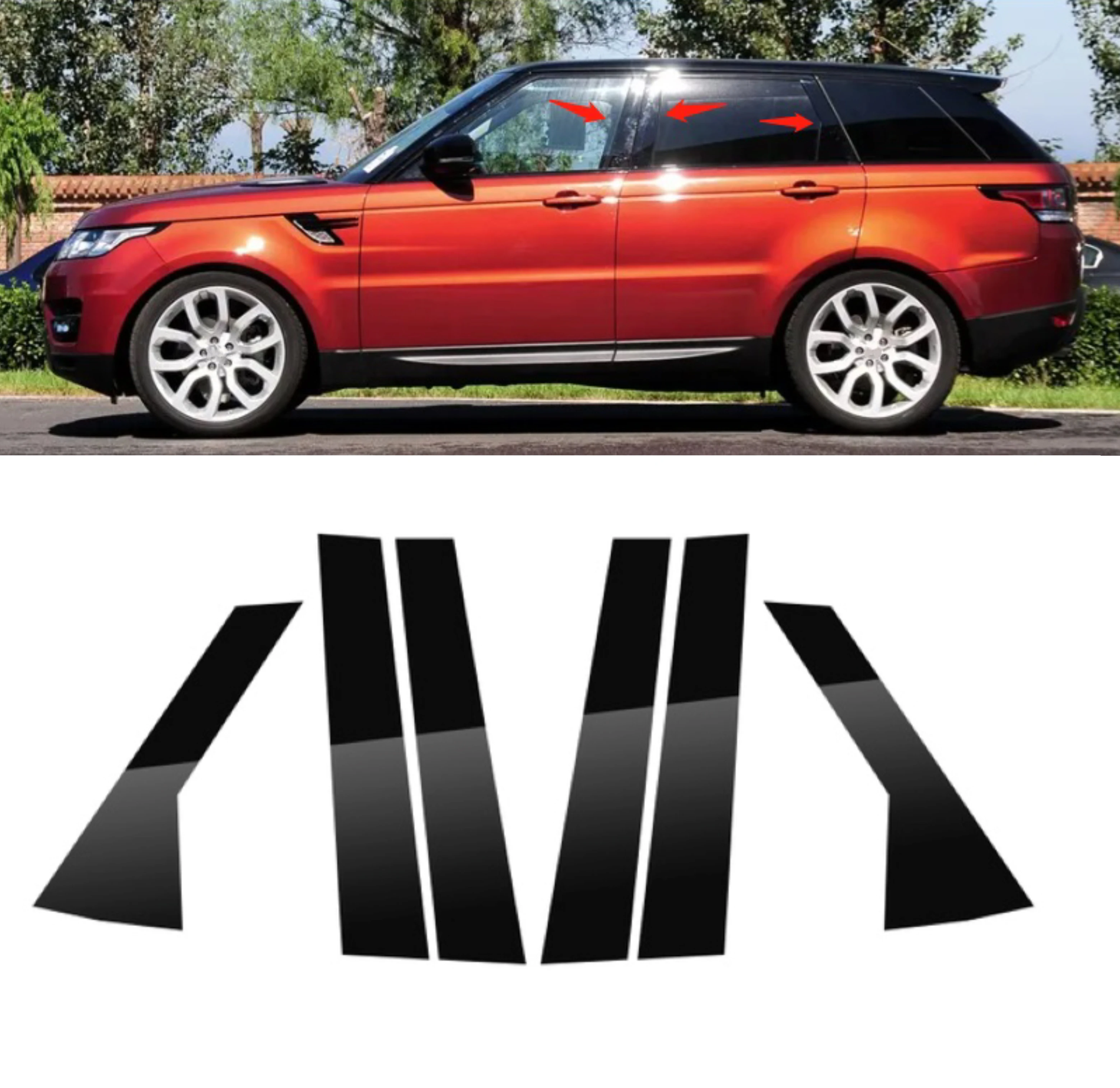 6Pcs Car Door Window Pillar Post Trim Covers Sticker Per Land Rover Range Rover Sport L494 2014 2015 2016 2017 2018 2019-2022