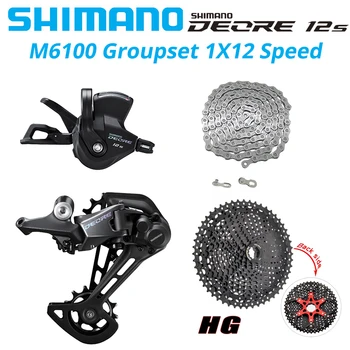 Shimano M6100 1x12 Speed Groupset – RD, Right Shift Lever, CN Chain, Sunshine Cassette 46T/50T/52T 1
