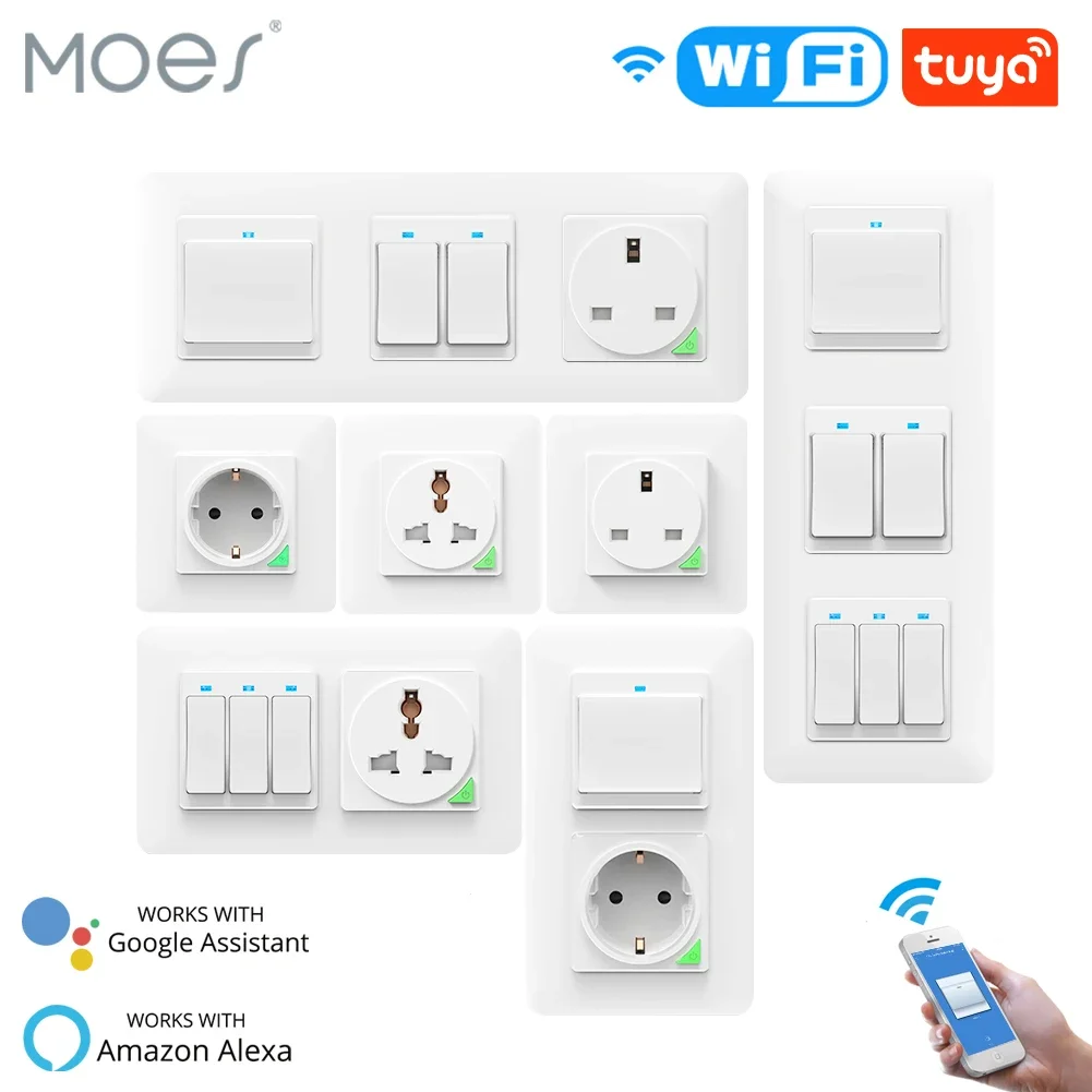 Wifi Smart Light Interruttore A Parete Presa Presa Pulsante De Eu Smart Life Tuya Telecomando Wireless Lavora Con Alexa Google Home