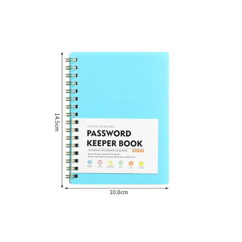 Alphabetical Tabs Spiral Password Keeper Notebook, A6 Mini Size, Secure Website Logins Organizer