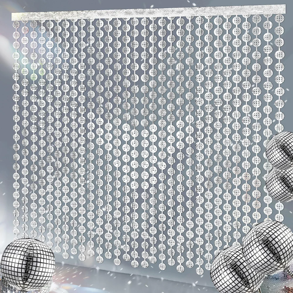 80S Anni '90 Disco Ball Silvery Foil Curtain Last Disco Addio Al Nubilato Decorazioni Compleanno Photo Booth Wedding Capodanno