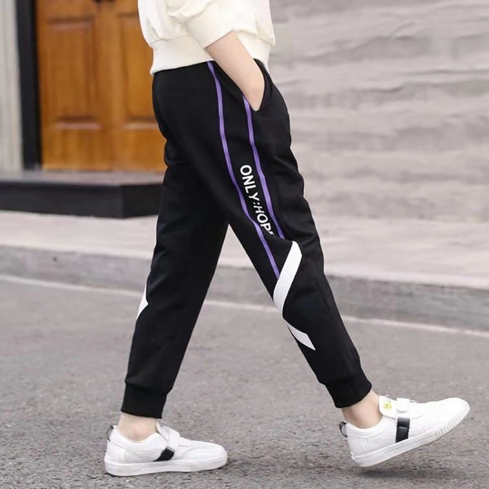 

Boys Pants Kids Trousers Cotton Sweatpants Elastic Waist Casual Patchwork Multi-Pocket Korean Pants Fashion Teenage Pants 4-14Y