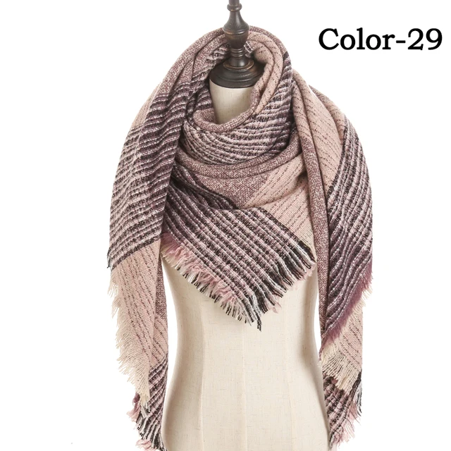 2021 new Cashmere Scarf For Women Plaid Knitted Triangle Pashmina Winter Warm Shawl Wraps Bufanda Female Soft Neck Echarpe UE-29