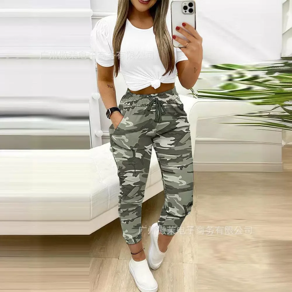 

Брюки женские на шнуровке с карманами и эластичным поясом