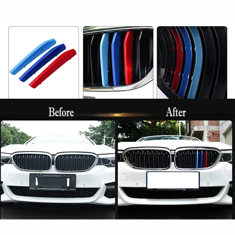 3 개/몫 자동차 그릴 네트워크 장식 트림 그릴 스티커 BMW E46 F30 E90 3 시리즈 자동차 스타일 BMW 그릴 스티커 BMW 액세서리