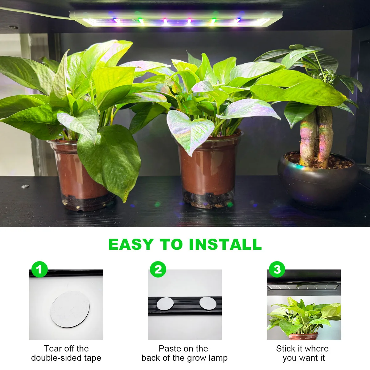 Plant growth light LED growth light Full spectrum houseplant stand paste timer three color brightness adjustment