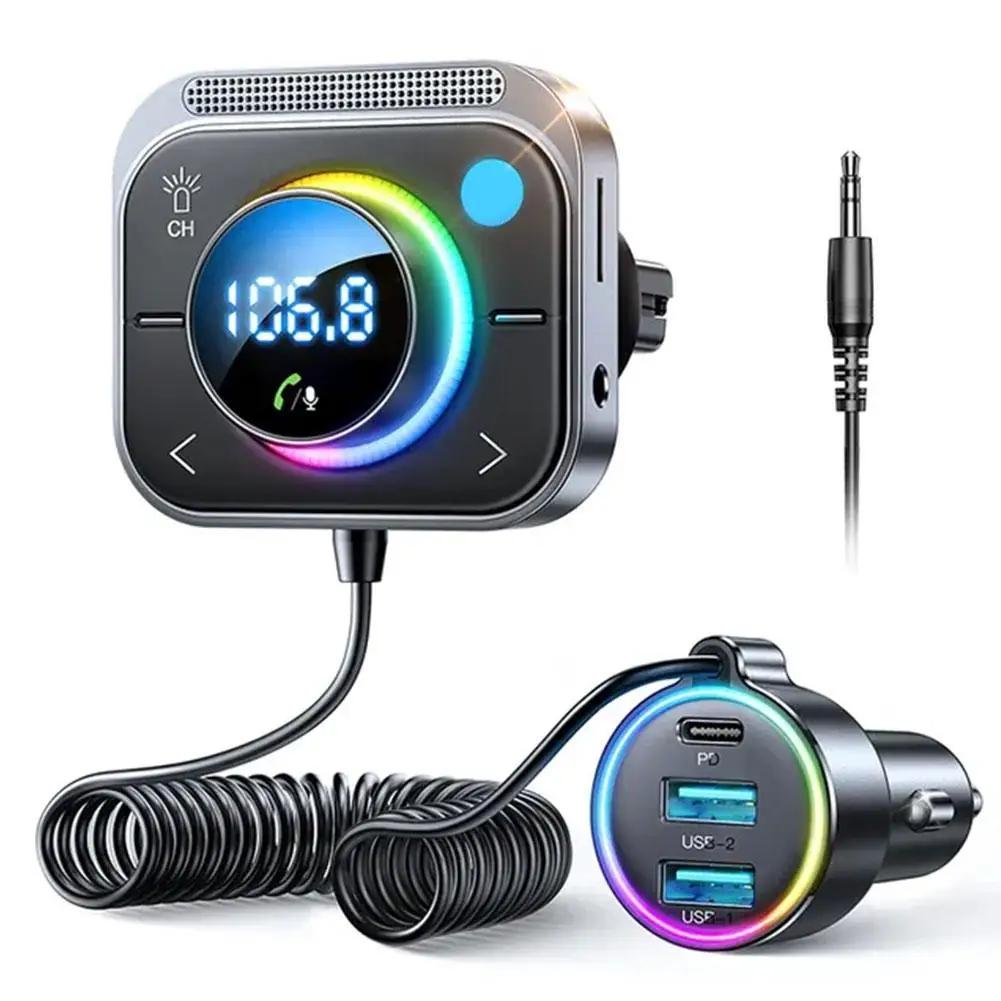

Автомобильный адаптер с Bluetooth 5,3 и FM-прикуривателем, 3 порта