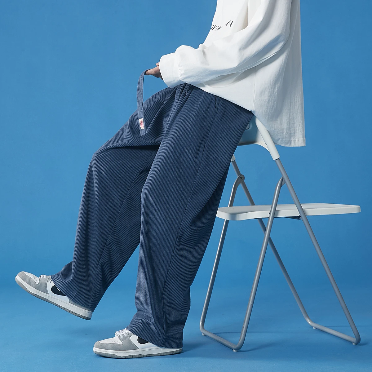 

Mens Corduroy Pants Japanese Loose Harem Vintage Joggers Ankle Length Trousers