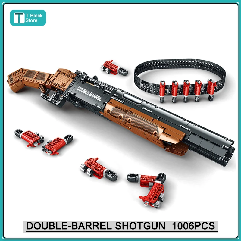 

WW2 Military Double Barrel Shot gun Building Blocks Bricks Model MOC Army Assembled Firearms Weapons Sets Kids Toys Boys Gifts