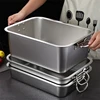 Thicken Stainless Steel Square  Cake Bread Basin Deep Plate Fruit Food Storage Tray  HandleLoaf Pans Kitchen Baking Dish  1