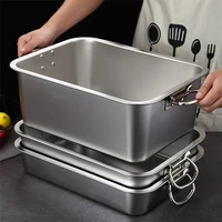 Thicken Stainless Steel Square  Cake Bread Basin Deep Plate Fruit Food Storage Tray  HandleLoaf Pans Kitchen Baking Dish  1