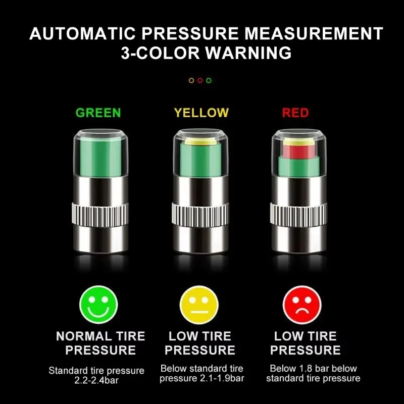 새로운 자동차 타이어 압력 표시기 타이어 압력 게이지 표시기 경고 모니터링 밸브 캡 센서 외부 밸브 감지 도구