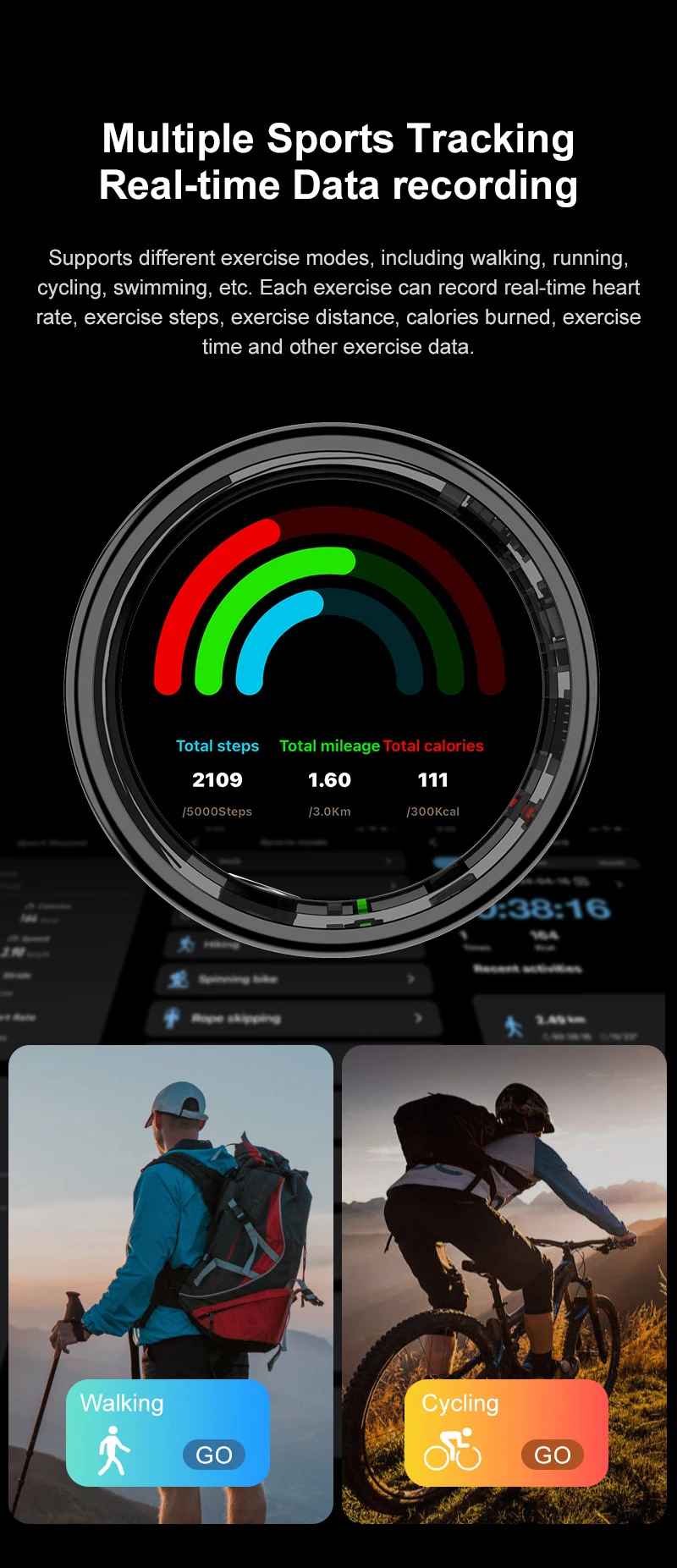 NEW R11C Smart Ring Heart Rate Blood Oxygen Sleep Monitoring Multi Sports Mode R