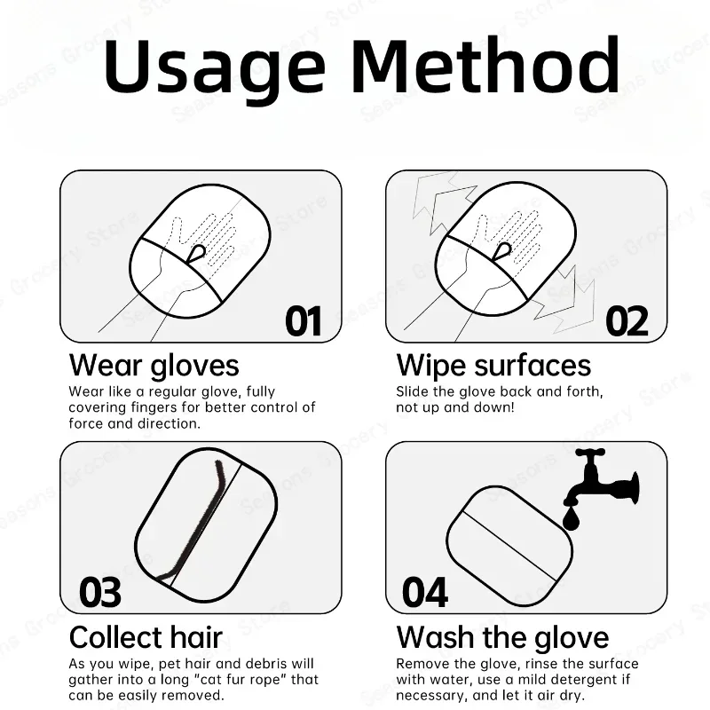 Double-Sided Pet Grooming Glove for Hair Removal and Cleaning